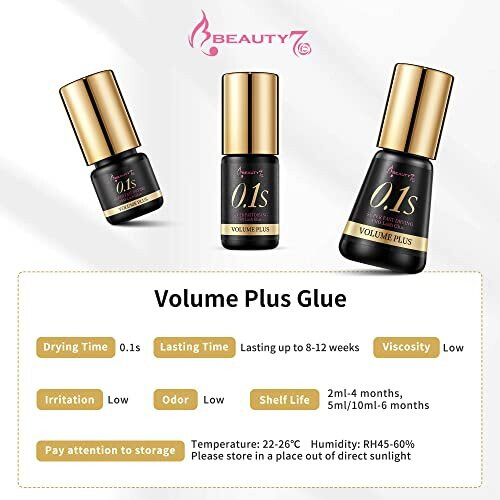 Volume Plus Eyelash Black Glue 0.1 Second Fast Drying for Individual Lash Extensions (5ml) 2