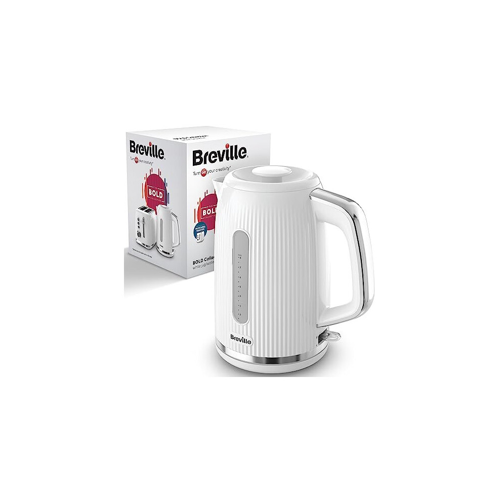 Bold White Electric Kettle | 1.7L | 3kW Fast Boil | White & Silver Chrome [VKT257]