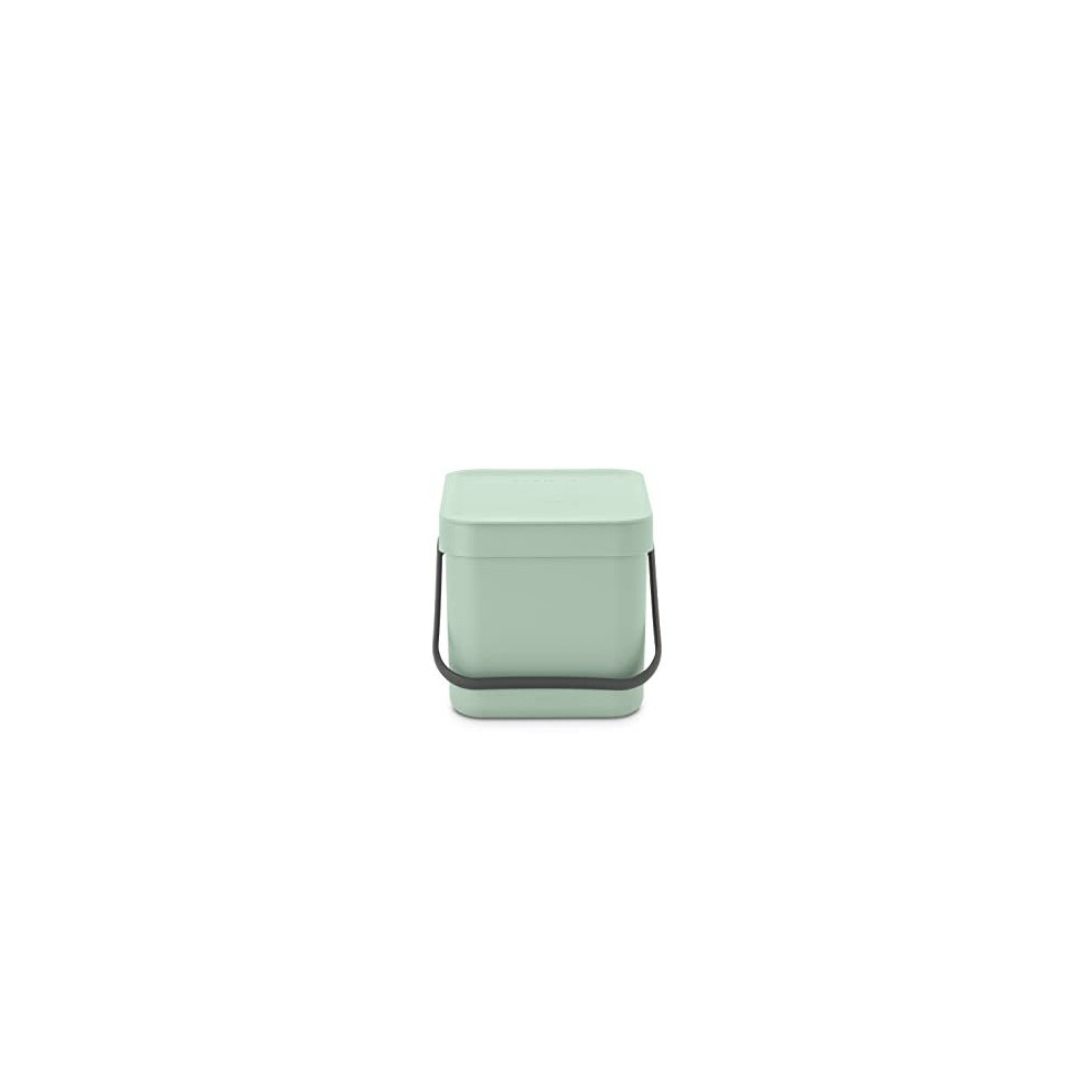 Brabantia - Sort & Go Waste Bin 6L - Small Recycling Bin - Stay Open Lid - Carry Handle - Easy To Clean - For Worktop Or Under Kitchen Counter - Food Waste