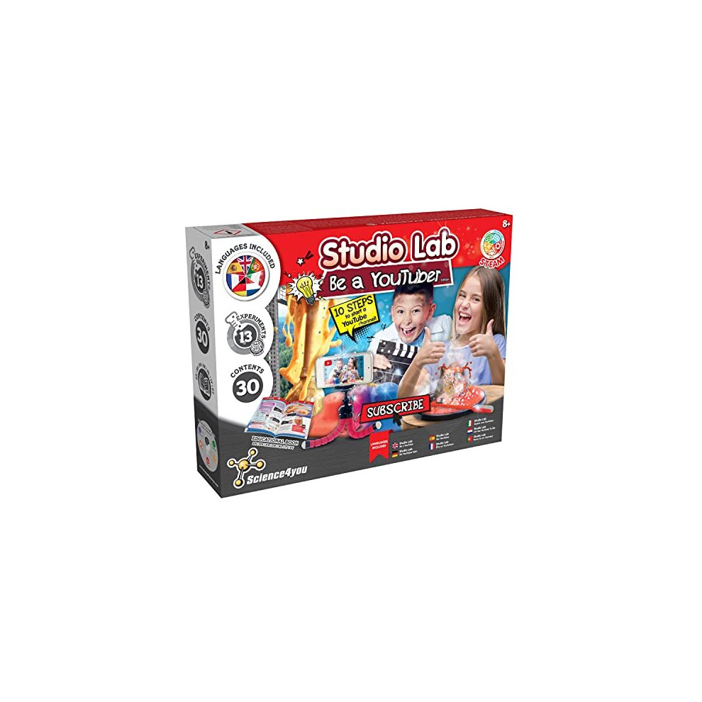 Science4you – Be A Youtuber Starter Kit For Kids +8 - Create Your Channel, Make 5 Experiments For Kids With This Chemistry Set: Explosive Experiments And More