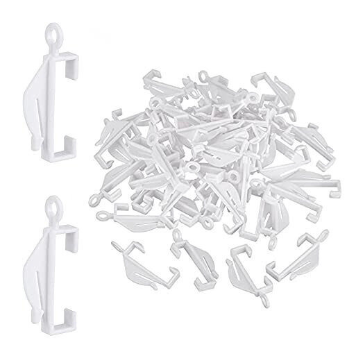 Curtain Rail Track Glider Hooks White Plastic Curtain Hooks Sliding
