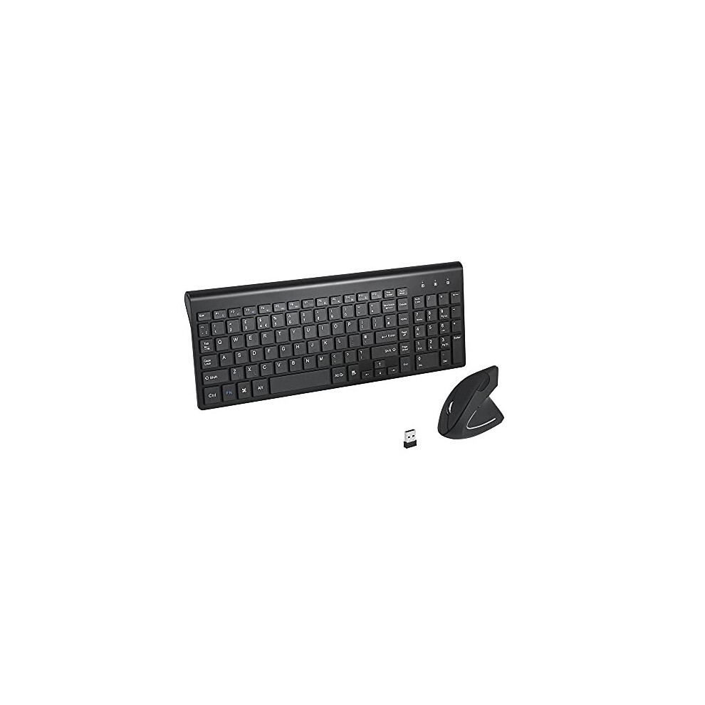 2.4GHz Wireless Vertical Ergonomic Mouse and Keyboard Combo Ultra-Thin Portable Size for PC Desktop Computer Laptop Mac Tablet