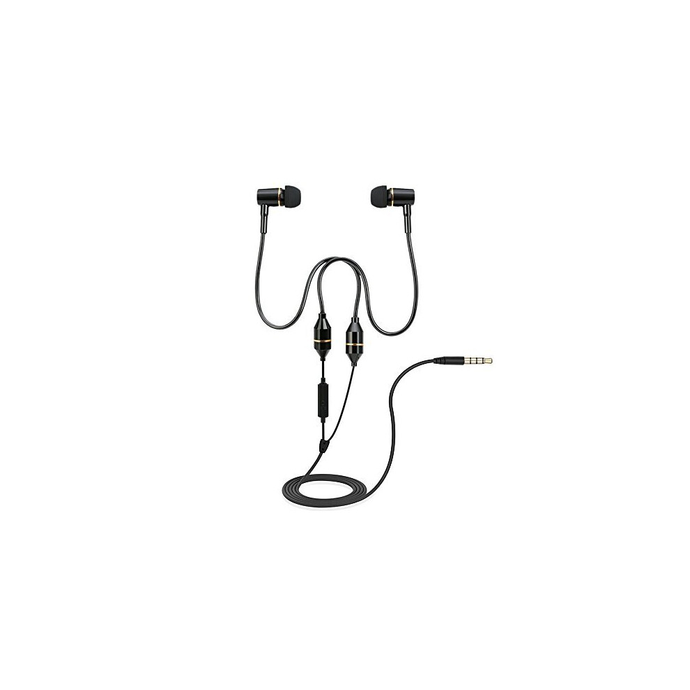 Photos - Headphones In Ear , 3.5mm Anti Radiation Air Tube Stereo Music Headset Noise Reduction Line Control with Microphone Black for