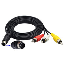 3 RCA Plug to 7 Pin Mini DIN Plug Extension Cable S-Video 7 Pin DIN Male to 3 RCA Male RGB Composite Video Extender Cable Adapter for