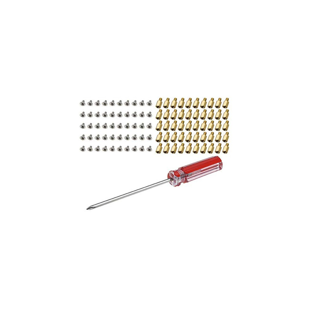 Pc Case Motherboard Screws Kit, M3x6x4mm Brass Standoffs M3x5mm Screws With Screwdriver For Hard Drive Computer Case Motherboard 6973553333649