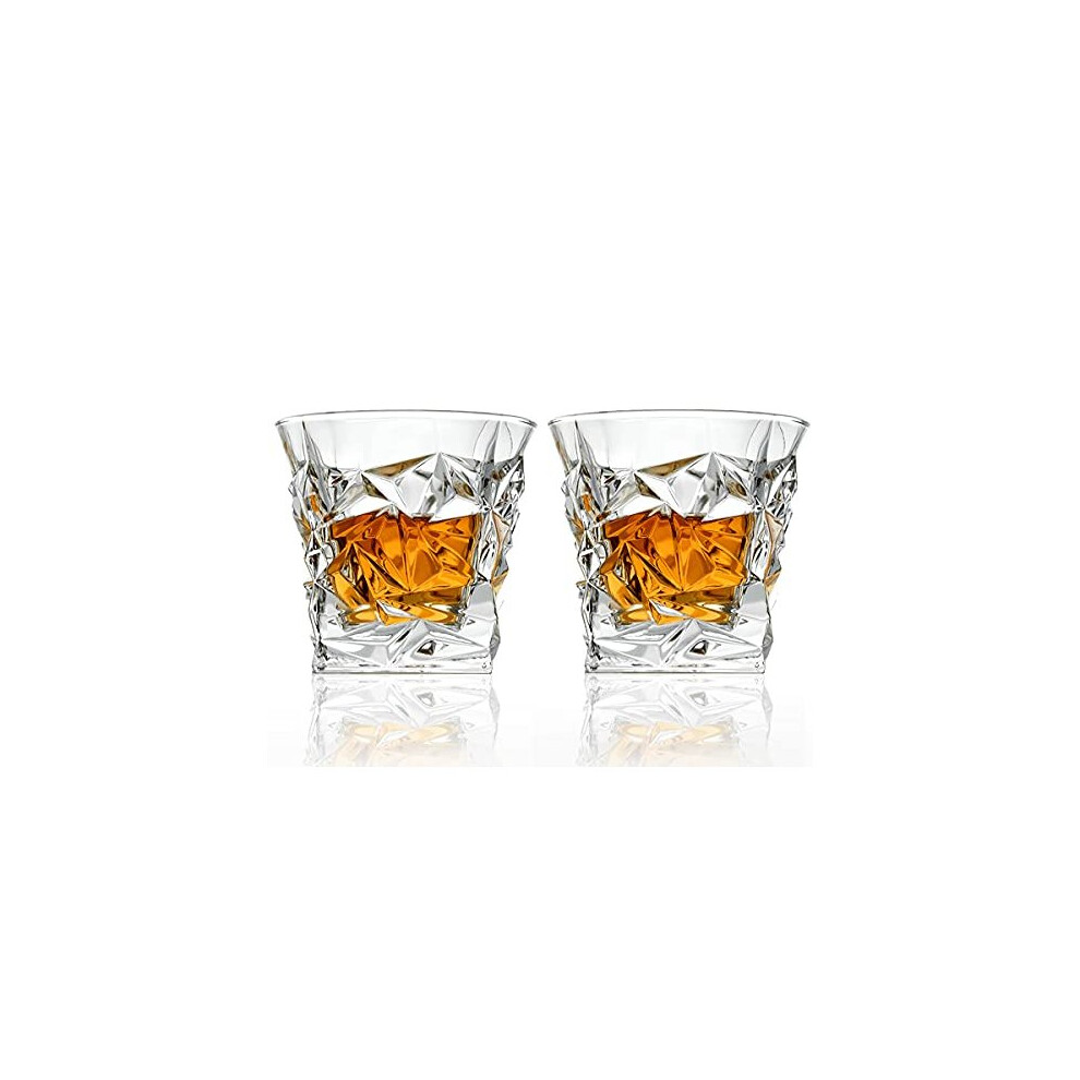 Whiskey Glass Lead Free Crystal Glass Whiskey Glass Set of 2, Whiskey Glass Gift Set with Iceberg Cocktail Glasses