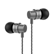 HF118 Black Metal In-Ear Stereo Earphones with Wire and Microphone