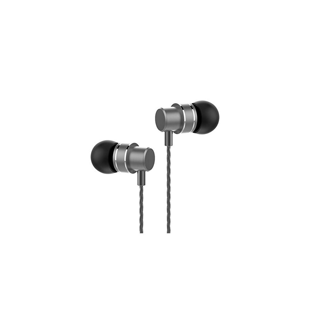 HF118 Black Metal In-Ear Stereo Earphones with Wire and Microphone