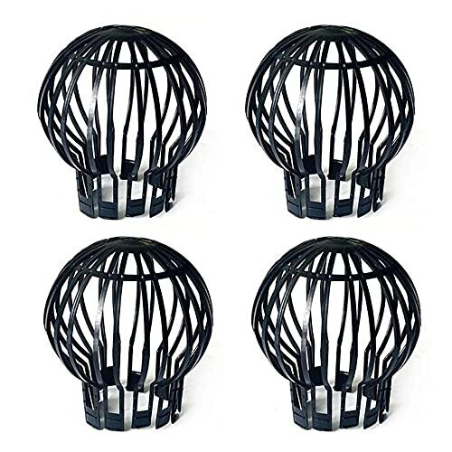 4 Set Black Downpipe Protection,Roof Gutter Shutter, Gutter Closure, Plastic Basket, Leaf Gutter Strainer, Rain Pipe Protection, Diameter 4.9 in,