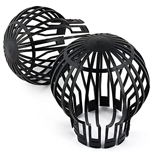 4 Set Black Downpipe Protection,Roof Gutter Shutter, Gutter Closure, Plastic Basket, Leaf Gutter Strainer, Rain Pipe Protection, Diameter 4.9 in, 2