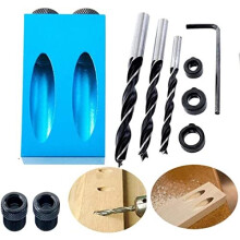 Upgraded 15 Degree Pocket Hole Screw Jig Dowel Drill Joinery Kit with Hole Jig, Carpentry Locator and 6/8/10MM Woodworking Drill Holes Carpenters