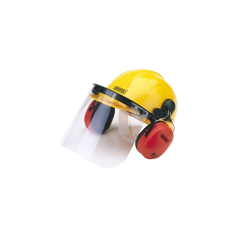 69933 Safety Helmet with Ear Defenders and Visor, Yellow