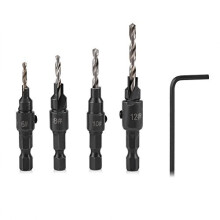 Bosch Countersink Drill Bit, 4 Pieces Hex Shank HSS Drill Bits Set Screw Reaming Drill #6#10#13#16 Countersink Drill Bit for Woodworking Tool