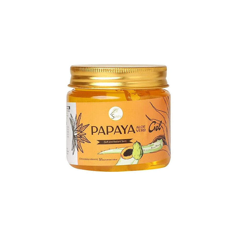 New Svatv Papaya Aloe Vera Gel | Wrinkle Reduction | Exfoliate The Skin | Helps In Skin Problems | Paraben & Sulfate Free - 200G | 7.05 Oz | 0.44 Lbs