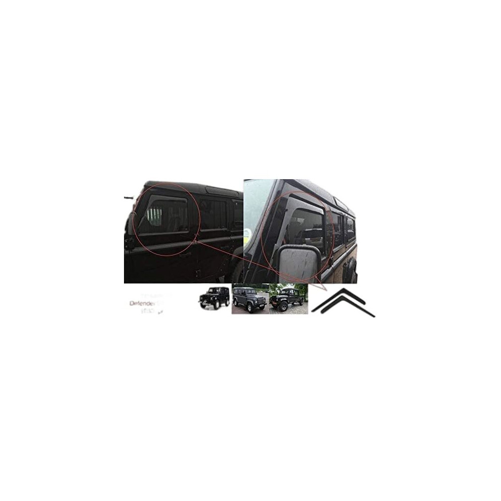 2x Front compatible with Land Rover Defender 1983 - onwards Wind Deflectors Dark Smoke Tinted Acrylic Glass Door Side Windows Interior In-Channel