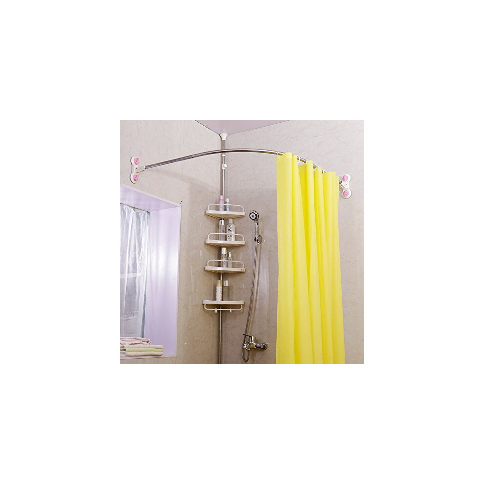 Curved Shower Curtain Rod Hanger Corner Bathroom Arched Shower Rail Pole  Metal Bath Curtain Holder, Drilling Mounted or Suction Cups Mounted (Ivory,  on OnBuy