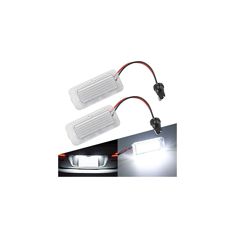 2Pcs Number Plate Lights For Ford, Canbus Error Free Waterproof 18Pcs 3528 Smd 6500K Xenon Rear License Plate Lamps For 2008-2009 Ford Focus 5D White 765063217436