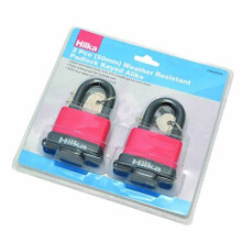 70828050 Weather Resistant Keyed Alike Padlock (2-Piece), Yellow, 50mm