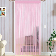 String Door Curtains Fly Screen Curtain For Window Decorations Living Room Doorways Crystal Plain Tassel (90x200cm) Pink