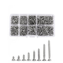 SPOMHNK3577 800Pcs M2 Cross Flat Head Screws, 4-20mm, 8 Lengths, Nickel-Plated Carbon Steel Self-Tapping Woodworking Fasteners Kit