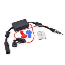 Universal Car Stereo FM AM Radio Antenna Signal Amplifier Amp,12V Power Supply Motorola DIN Plug Connector Adapter for Vehicle Truck SUV Car Audio