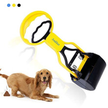 Pooper Scooper for Pets, Portable Pet Waste Scooper, Dog Poop Scoop, Pet Waste Jaw Clamp Scooper, High Elastic Spring (Yellow)