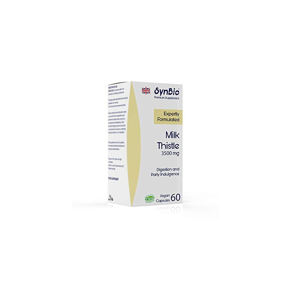 Synbio Premium - Milk Thistle | 60 Capsules | Vegan | Supports Digestion & Party Indulgence - Pre/After Party | Gelatine Free | Dairy Free | Gluten Free