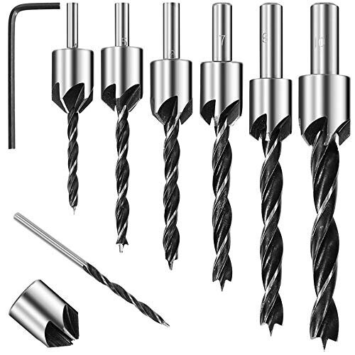 8Pcs HSS 5 Flute Carpentry Reamer Core Drill Bits Woodworking Chamfer End Milling 3-10mm 1
