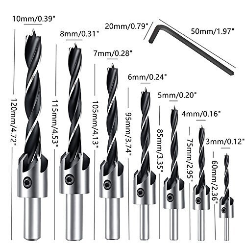 8Pcs HSS 5 Flute Carpentry Reamer Core Drill Bits Woodworking Chamfer End Milling 3-10mm 2