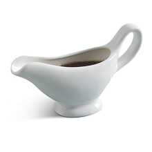 White Porcelain Gravy Sauce Boat Container Plate Tableware (S)