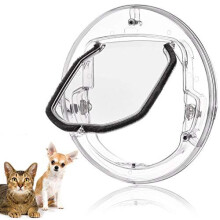 Cat Flap Door for Cats Dogs Pet, Large Cat Flap Door for Windows Sliding Glass Doors With 4 Locking Possibilities (Round Transparent)