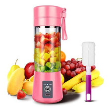 Portable Blender, Smoothie Juicer Cup, Personal Mini Blender for Smoothies, Shakes- Six Blades, USB Rechargeable Travel Handheld Fruit Juicer (Pink)