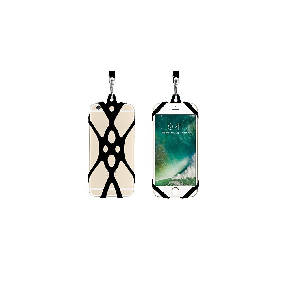 Photos - Other for Mobile Phone Lanyard Strap with Universal Silicone Case Holder for iPhone Samsung NOKIA Motorola HUAWEI and Even Smartphone (Black)