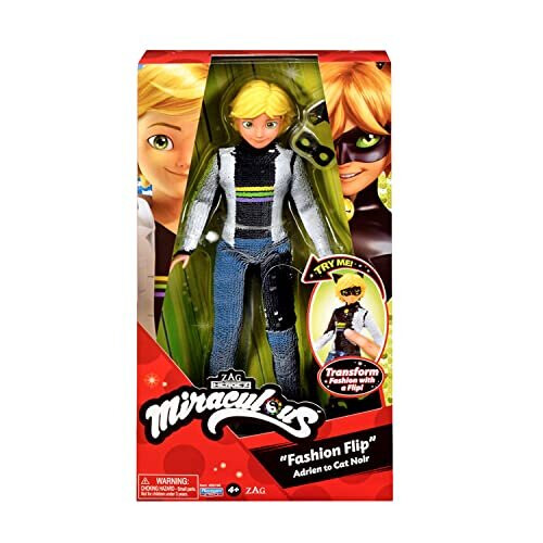 Miraculous Sequin Fashion Flip Adrien To Cat Noir 26cm Articulated Miraculous Cat Noir Toy 0110