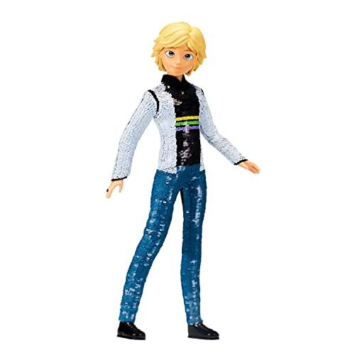 Miraculous Sequin Fashion Flip Adrien To Cat Noir 26cm Articulated Miraculous Cat Noir Toy 9784