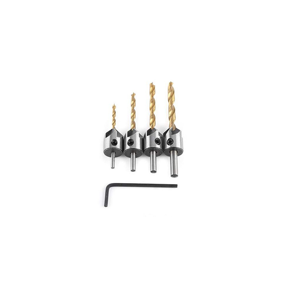 4Pcs Woodworking Countersink Drill Bit Set Counter Sink Bit Woodworking Carpentry Reamer Boring Tool Round Shank With Hex Key 3Mm-6Mm 6458516739398