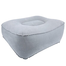 Foot Rest Pillow, Inflatable Flocking Travel Foot Rest Soft Pillow Travel Flights Relax Cushion With Air Pump(Gray)