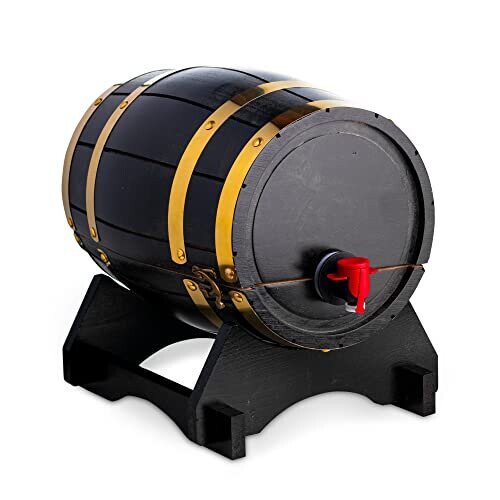 Wooden Wine Barrel Dispenser Black Pine 5 Litre Vintage Style