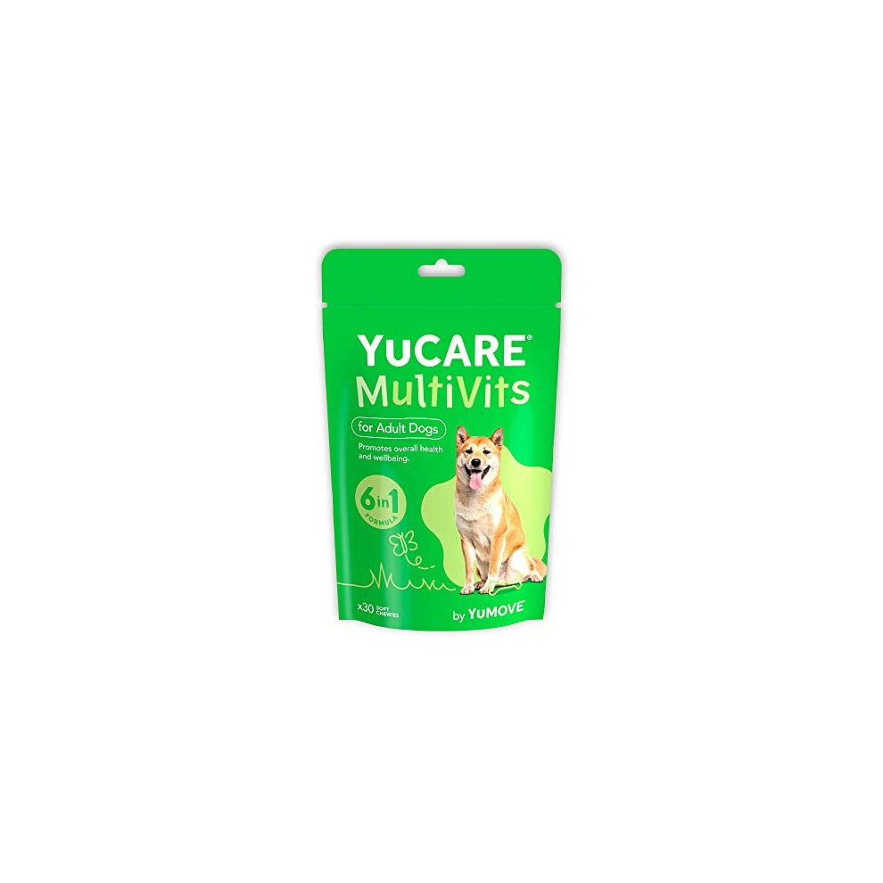 Lintbells YuCARE MultiVits Supplement for Adult Dogs, 6-in-1 Daily Vitamins for Dogs Aged 4-7, 30 Multivitamin Chews, White