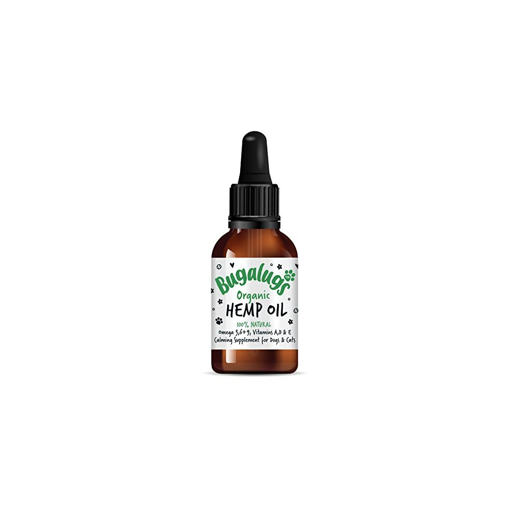 Bugalugs Hemp Oil Dog Calming Products 50Ml- Nervous Dog Products For Dog Anxiety Relief - Hemp Oil For Dogs Uk & Cats, Organic Food Supplements With Omega 3,