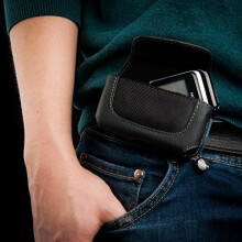 Keple Black PU Leather Horizontal Belt Clip Holster P-UK/CS-BELT-UNBRANDED-B/67 for Nokia 2720 Fold & 100-130, 206-208, 1202-1280