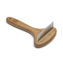 Bamboo Dog Puppy Grooming Anti-Tangle Rake , Dematting Shedding Tool, Removes Knots, Tangles, Matts, for Medium/Double Hair Coat, Handmade from