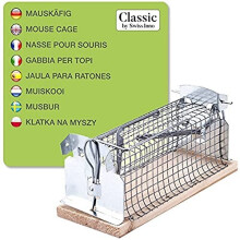 Catch Alive Trap Mouse Cage. Contructed of Wood and Metal. Catch and Release. Humane Design. Indoors and Outdoors Use. Safe for children and pets.