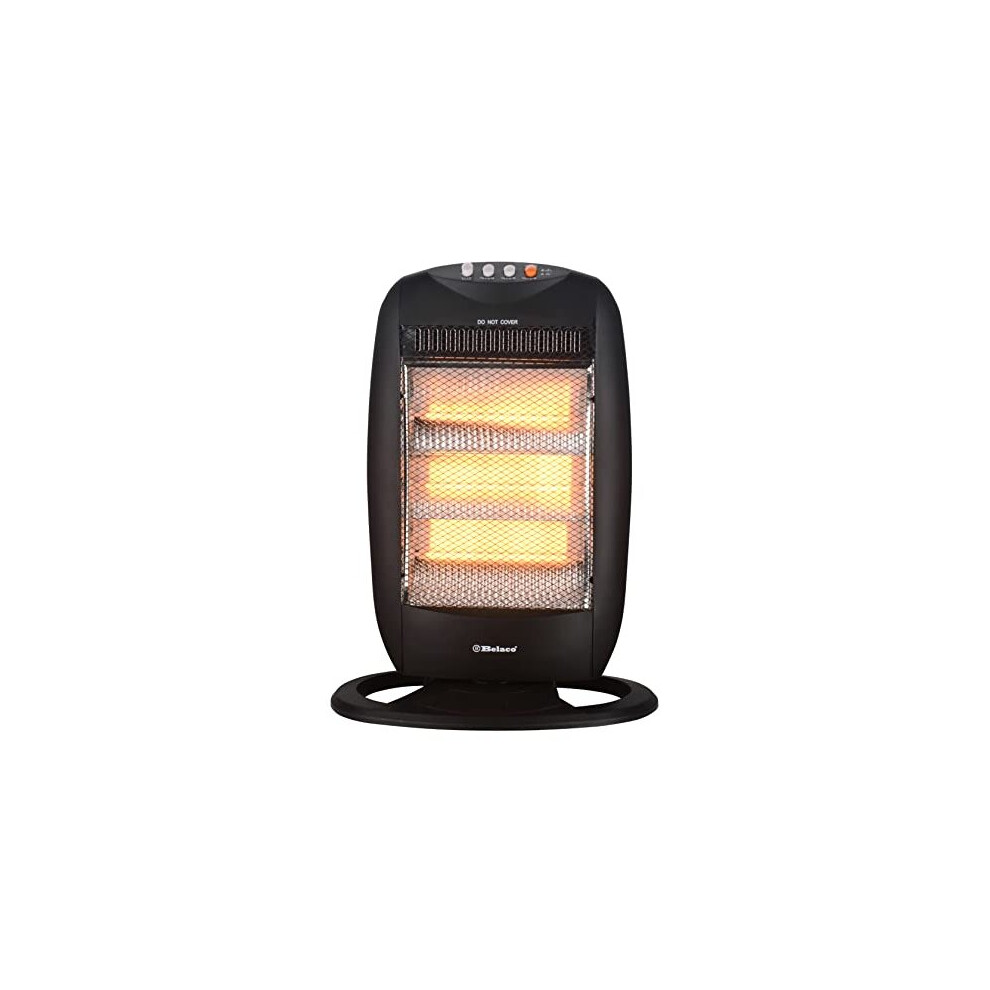 Halogen electric Heater portable heater with 3 Heat Settings 3 Bar resistant base 1200W 90 Degree Oscillation Compact Carry Handle Safety Tip Over