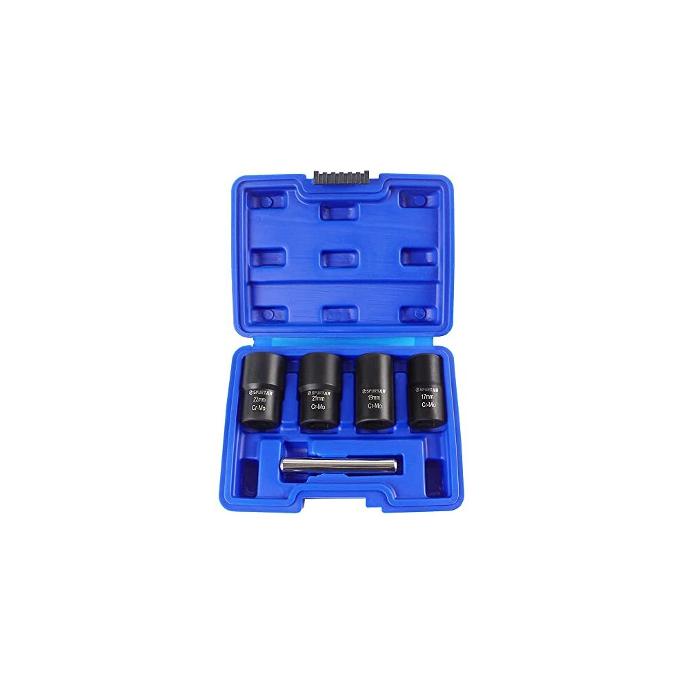 5Pcs Twist Socket Set,1/2 Inch Drive Damaged Bolt Remover, Grip Nut Extractor Socket Sets For Removal Of Locking Wheel Nuts 17Mm, 19Mm, 21Mm And 22Mm 740223823207