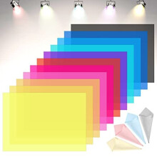 11Pcs Correction Gel Light Filter 29.7cm*21cm Square Transparent Color Film Plastic Sheets Overlays Transparency Color Film with 4Pcs Cleaning Cloth