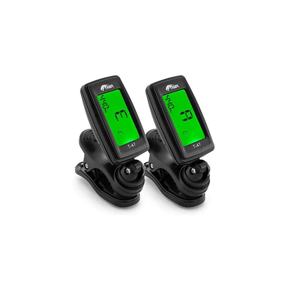 T-47 Clip On Tuner Digital Chromatic Tuner For Acoustic, Electric, Bass Guitars, Banjo, Ukulele, Violin â 2 Pack