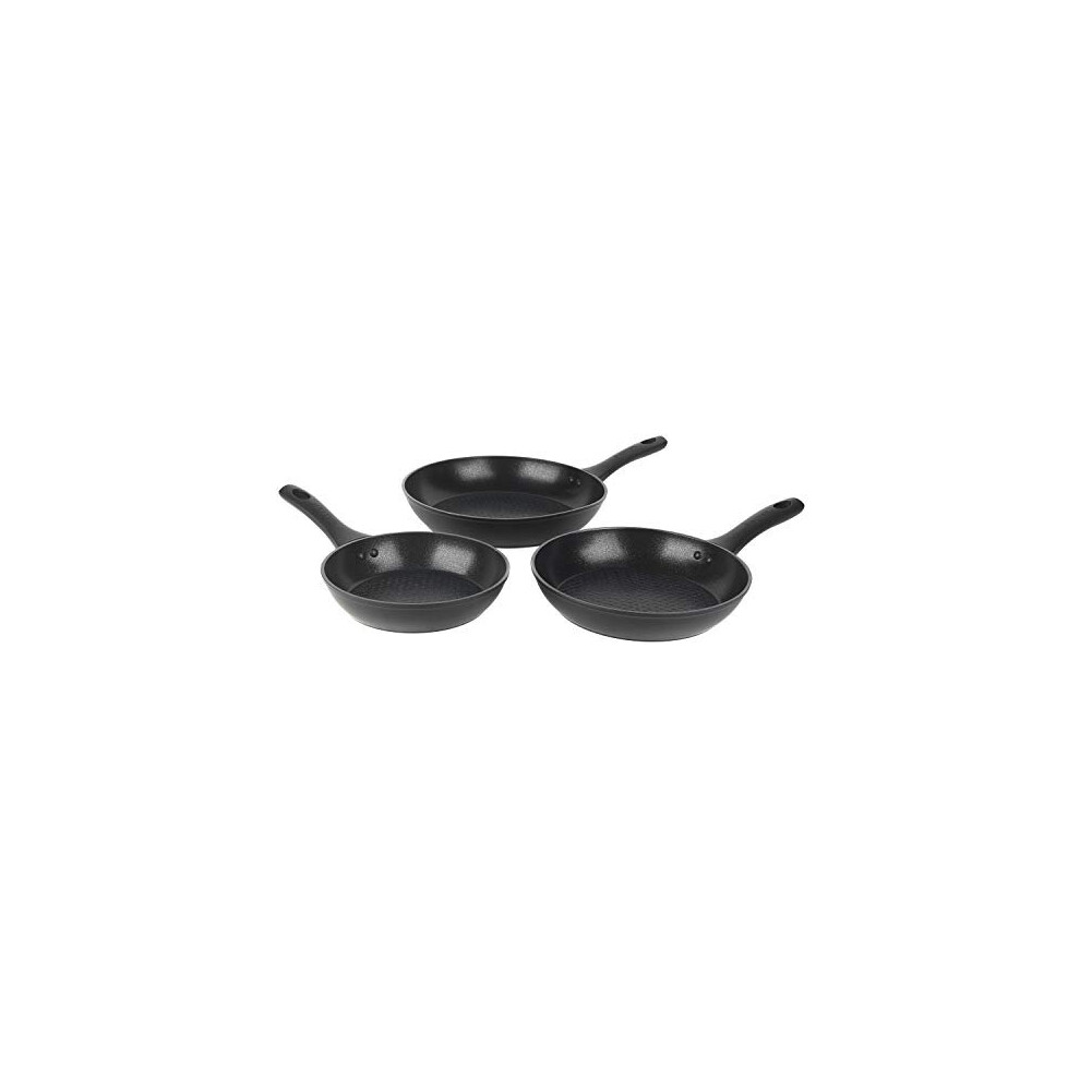 BW08773 Geo Hex 3 Piece Frying Pan Set, Diamond-Effect Non-Stick, Advanced Hi-Low Technology Reduces Burning, Induction Hob Suitable, Safe,