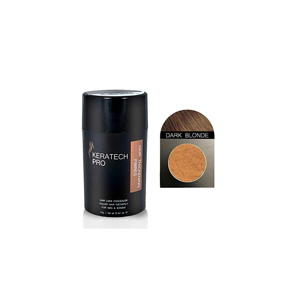Keratech Pro Dark Hair Thickening Fibres By 12Ml | Instantly Fuller And Thicker Hair | Advanced 100% Natural Keratin Formula | ( Blonde)