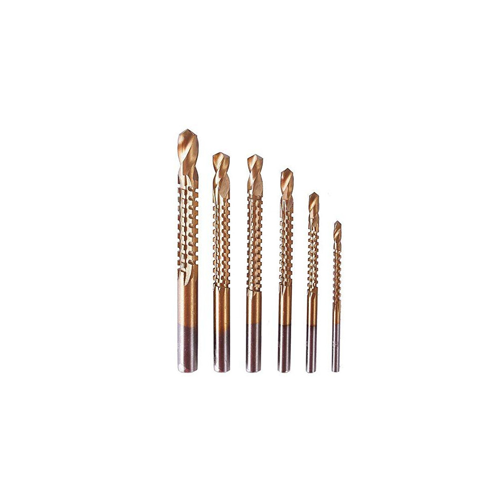 6Pcs Drill Saw Bit Set, 3/4/5/6/6.5/8Mm Hss Titanium Coated Drill Bit Plastic Metal Hole Grooving Drill Saw Cutting Woodworking Tools 603935142779